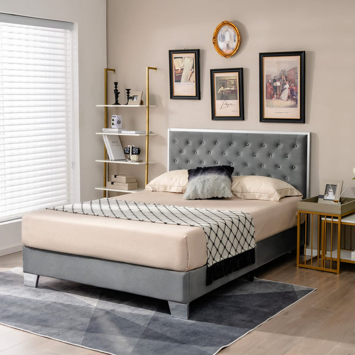 Giantex Queen/Full Size Upholstered Bed Frame, Modern Platform Bed