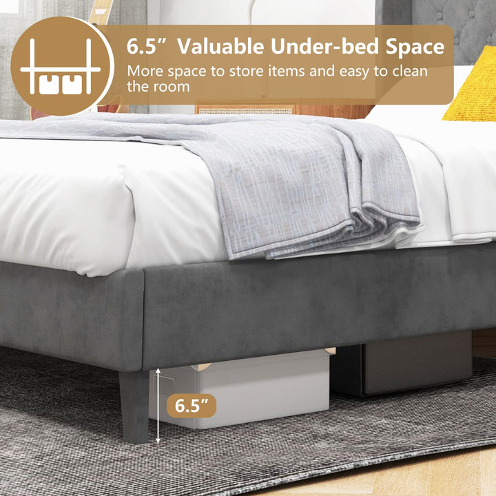 Giantex Queen/Full Size Velvet Upholstered Bed Frame