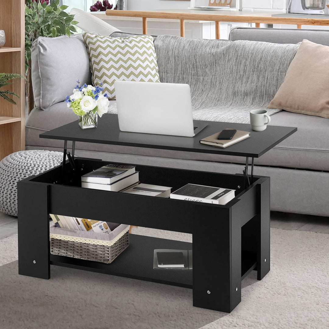 Giantex Lift Top Coffee Table, Modern Cocktail Table w/Hidden Compartment &amp; Open Storage Shelf