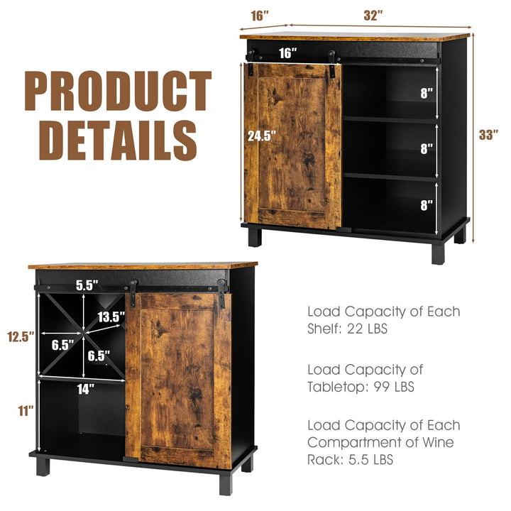 Giantex Sideboard, Coffee Bar Station with Sliding Barn Door(Industrial)