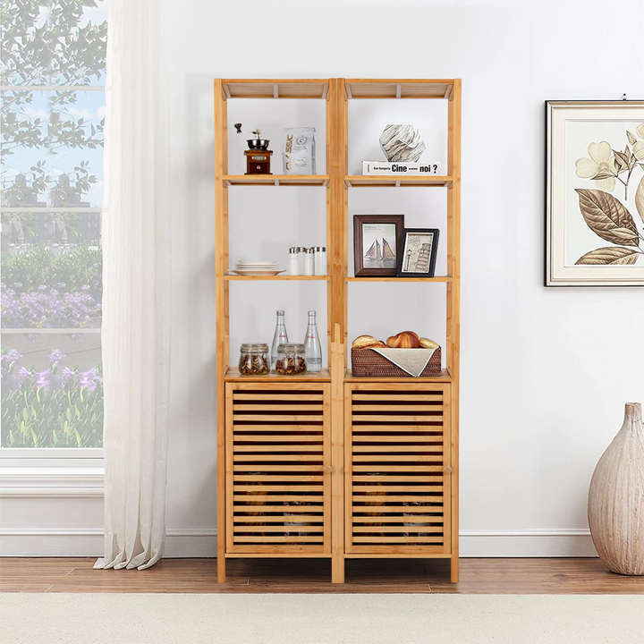 3-Tier Slim Shelving Unit with Shutter Door &amp; Anti-Toppling Device