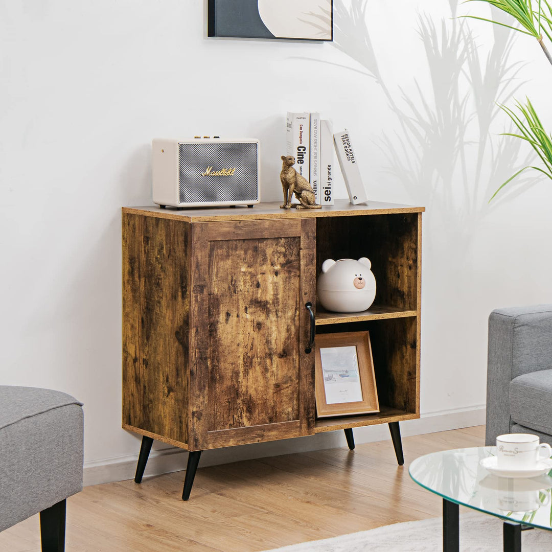Giantex Mid-Century Storage Cabinet, Buffet Sideboard with Single Door &amp; Adjustable Shelves