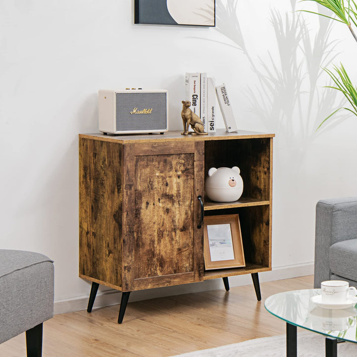 Giantex Mid-Century Storage Cabinet, Buffet Sideboard with Single Door &amp; Adjustable Shelves