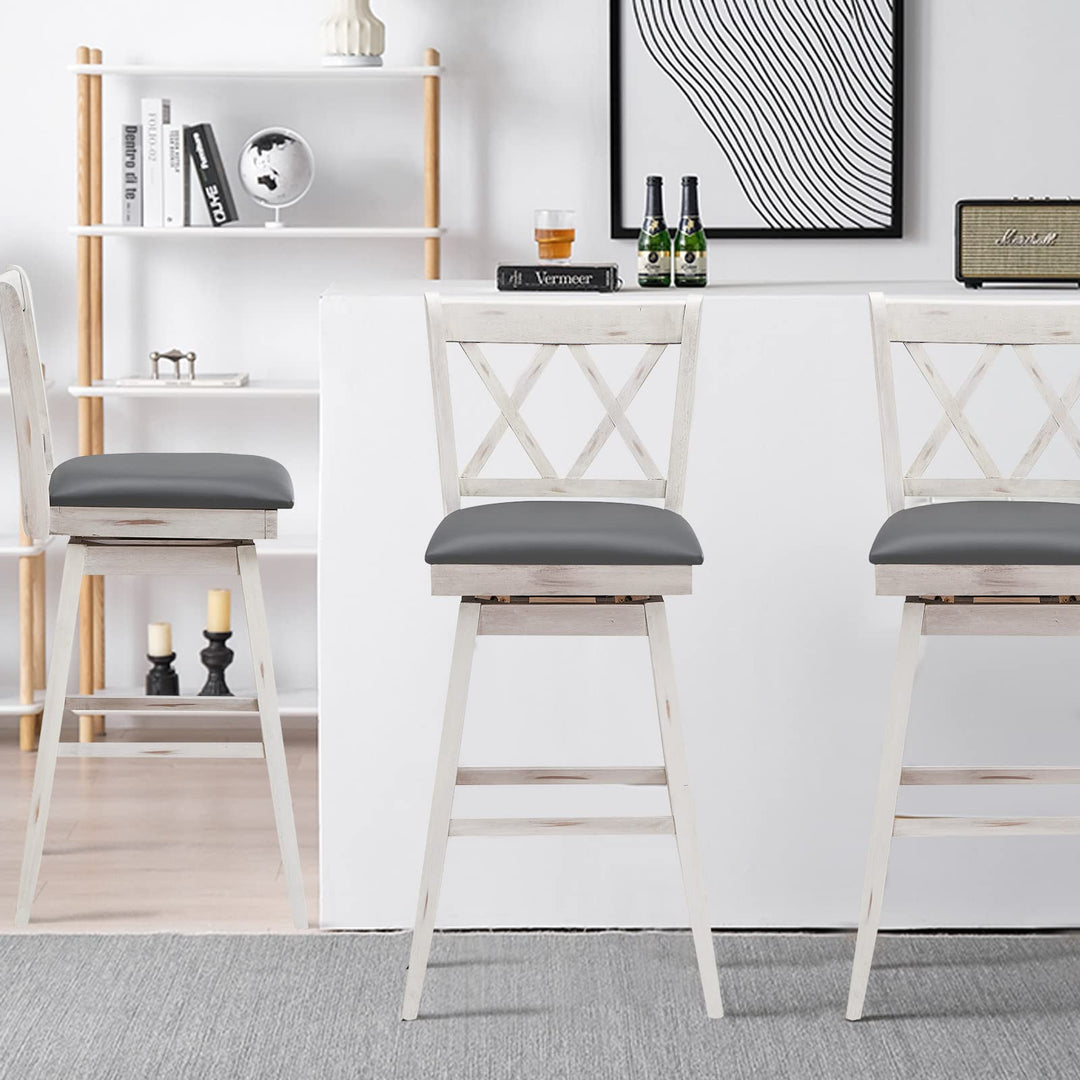Giantex Bar Stool with Foot Rest Upholstered Cushion &amp; Ergonomic Backrest
