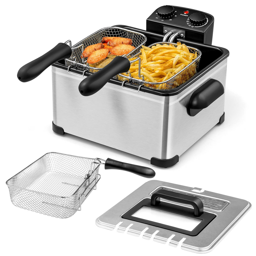 1700W Electric Deep Fryer with 3 Baskets - Giantex