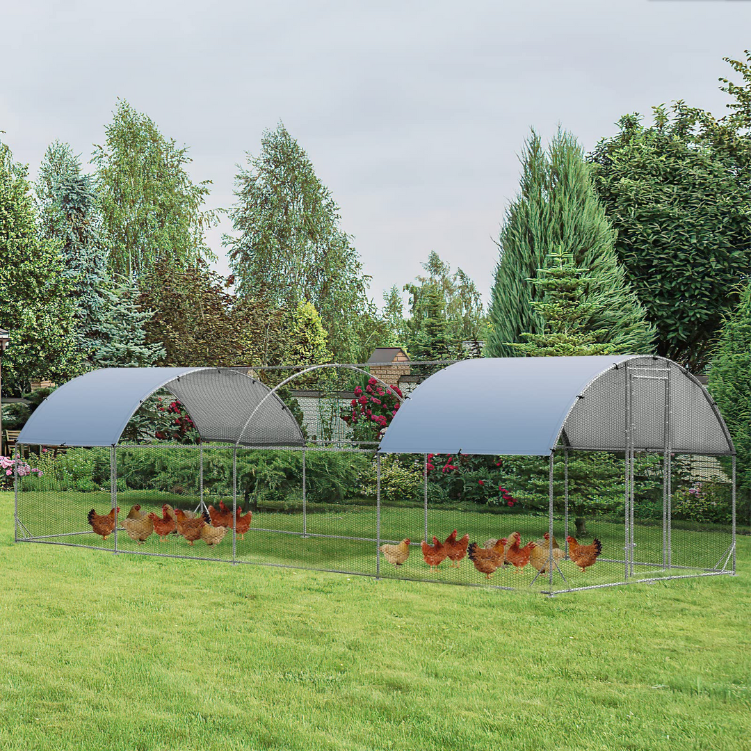 Giantex Large Metal Chicken Coop, Dome Shaped Poultry Cage Hen Run House Rabbits Habitat for Backyard Farm Outdoor
