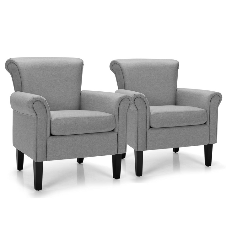 Giantex Modern Fabric Accent Chair, Comfy Living Room Chair w/Adjustable Foot Pads