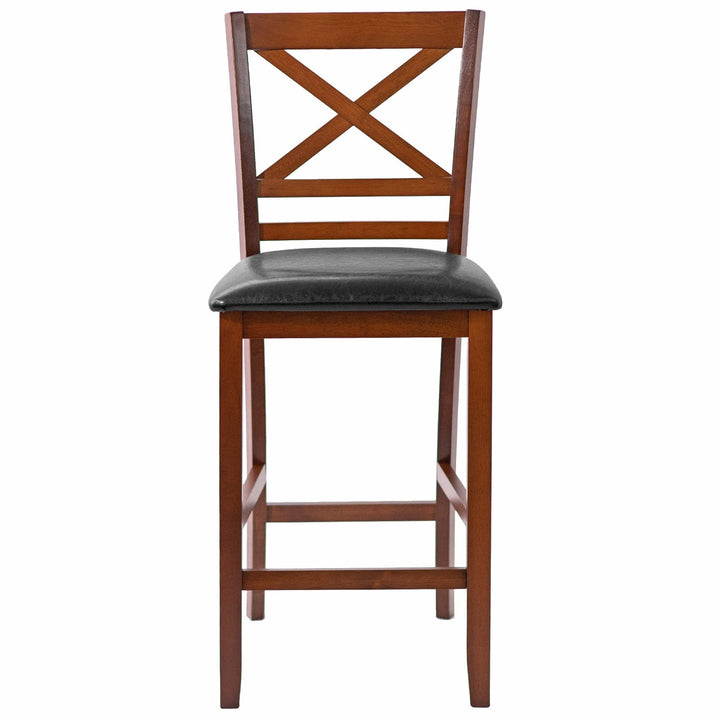 Giantex Modern 25” Counter Height Dining Pub Stools with X-Shaped Backrest, Soft Cushion &amp; Durable PU Seat