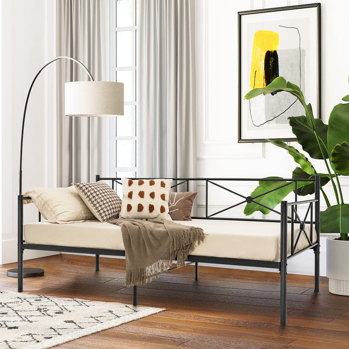 Giantex Metal Daybed Frame Twin Size, for Living Room Bedroom Guest Room, Easy Assembly, Black &amp; White