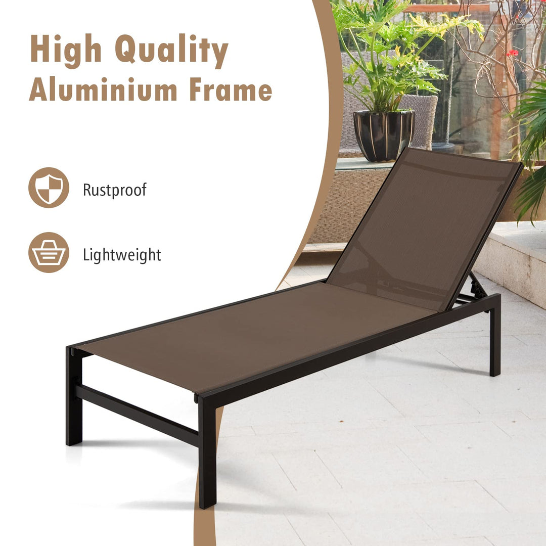 Giantex Patio Chaise Lounge Chair, Outdoor Sunbathing Chair Lawn Reclining Lounger with 6 Adjustable Position