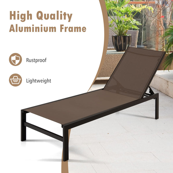 Giantex Patio Chaise Lounge Chair, Outdoor Sunbathing Chair Lawn Reclining Lounger with 6 Adjustable Position