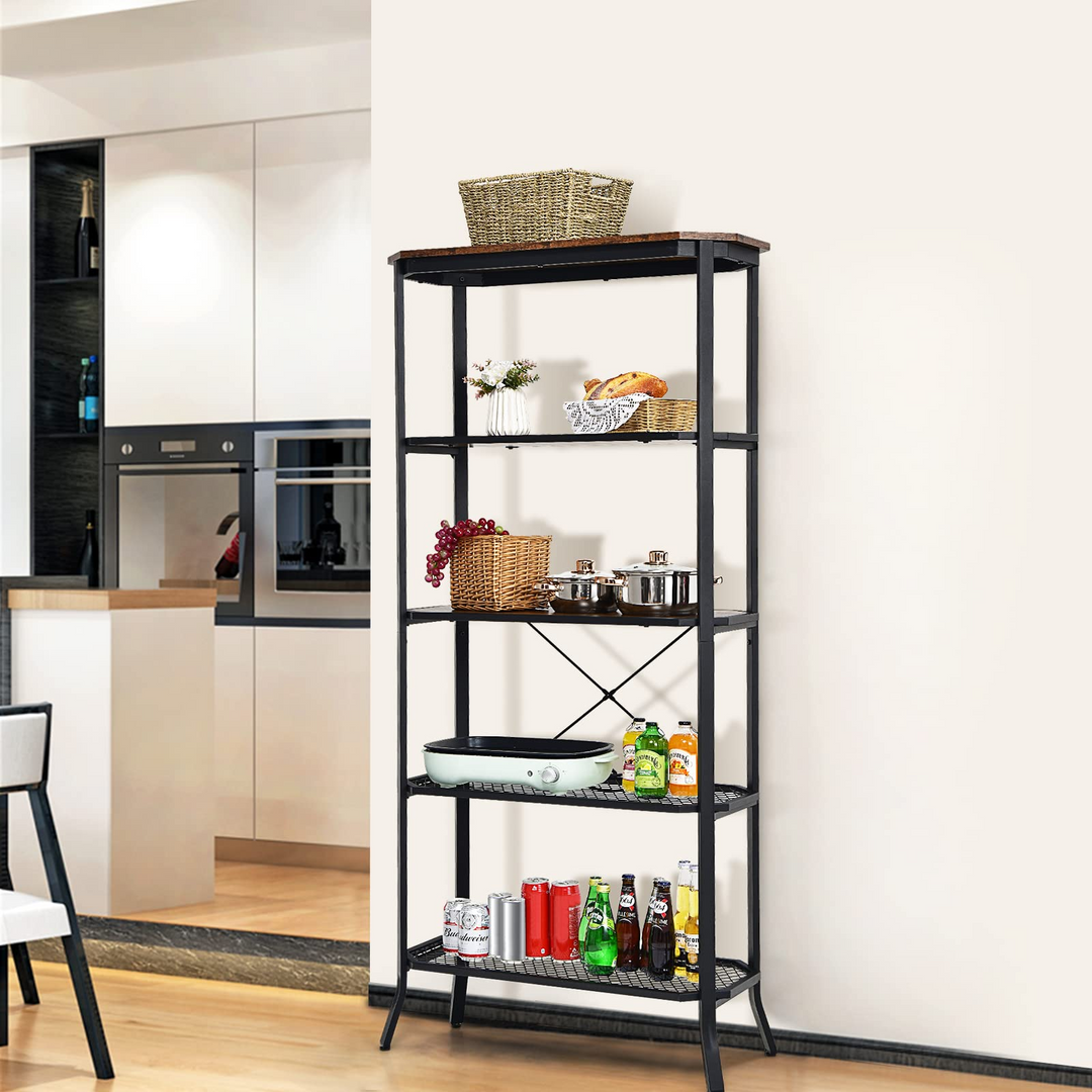 Giantex Industrial Bookshelf, 5-Tier Vintage Bookcase