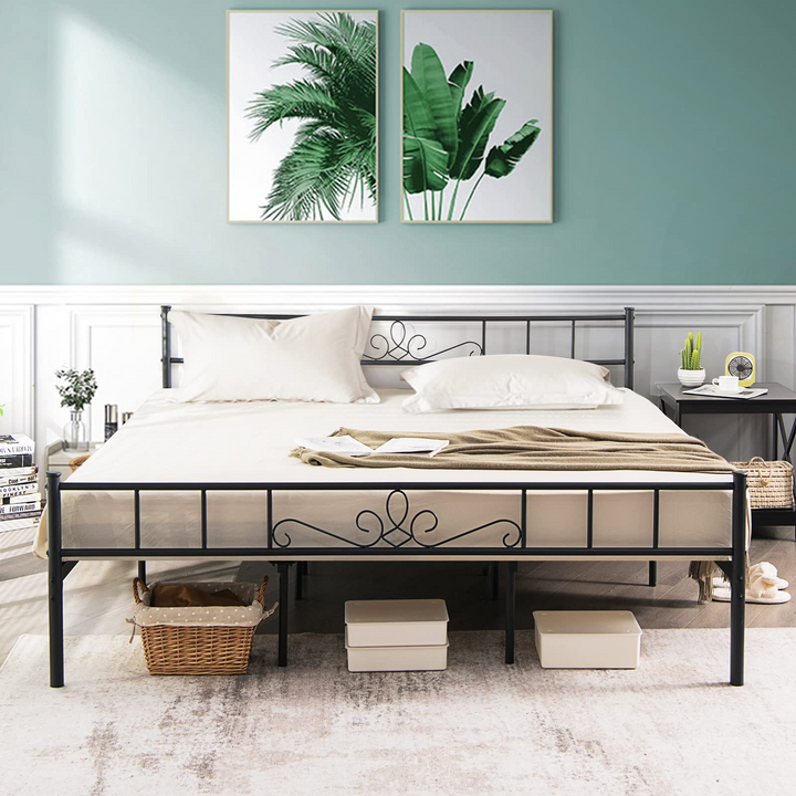 King/Queen/Full/Twin Size Mattress Foundation w/Heavy Duty Steel Slat Support, No Box Spring Needed