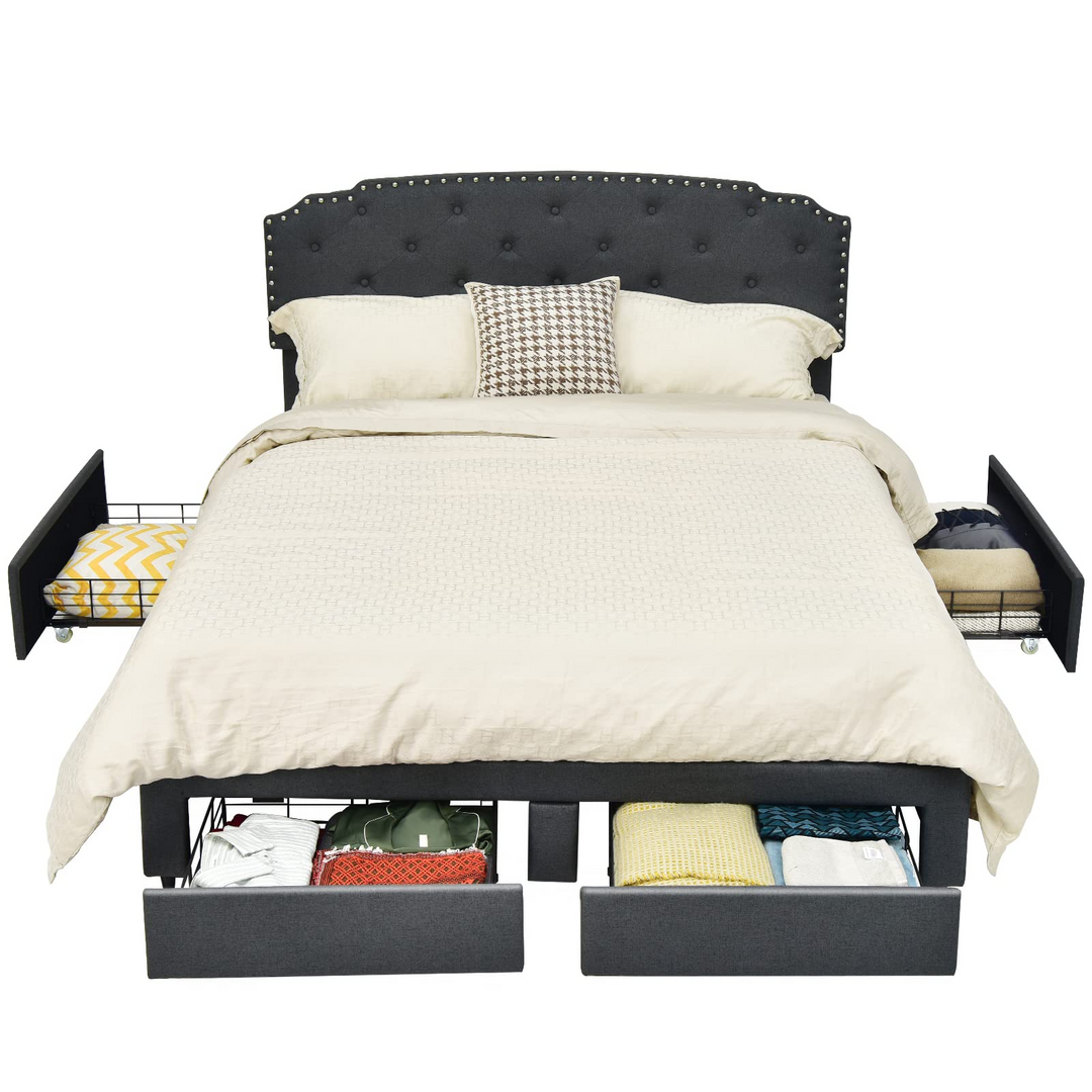 Giantex Queen/Full Upholstered Platform Bed Frame