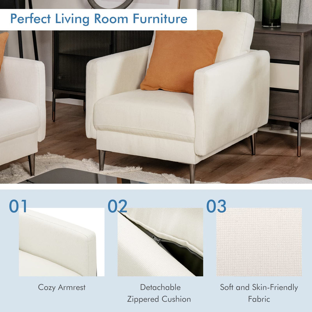 Giantex Sofa Couch, for Bedroom, Reception Rooms, Chair &amp; Loveseat(Grey &amp; White)
