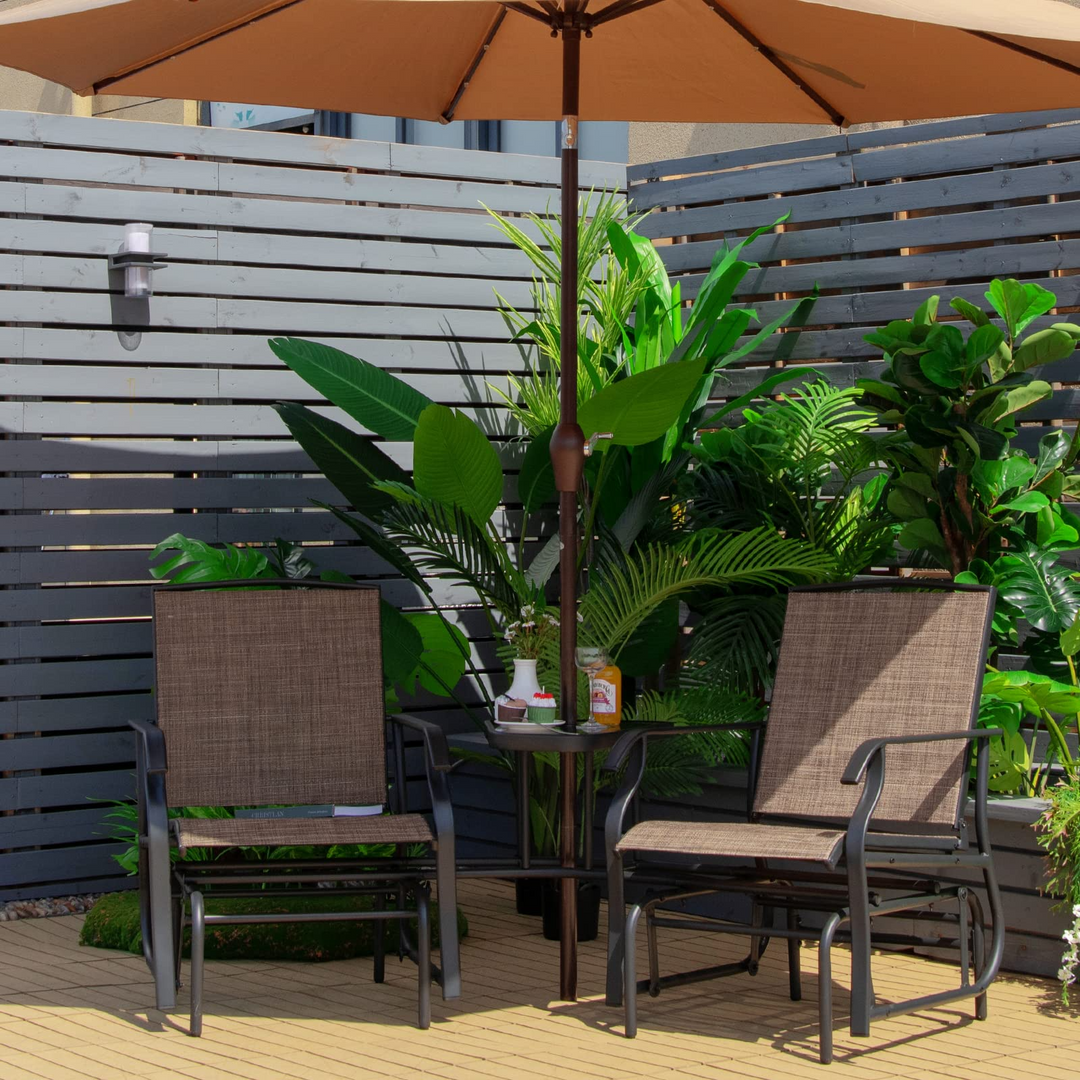 Giantex Outdoor Glider Chairs with Table &amp; Umbrella Hole