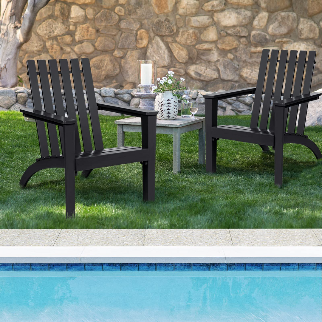 Giantex Wood Adirondack Chair &amp; Side Table Set, Patio Bistro Set with Slatted Design