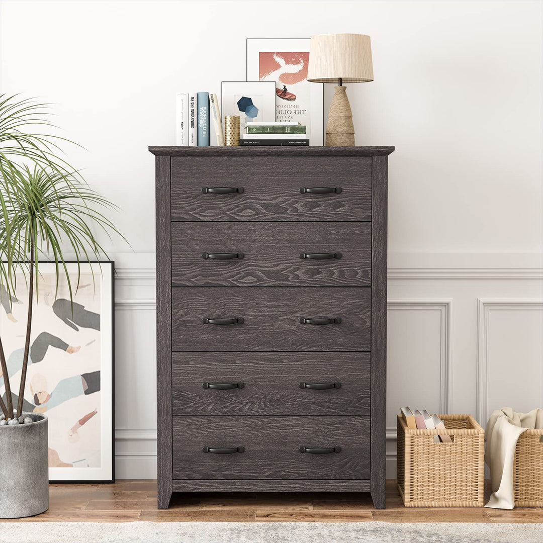 Giantex 5 Drawer Dresser Chest of Drawers - Vertical Dresser with 5 Pull-Out Drawers for Bedroom, Living Room, Entryway