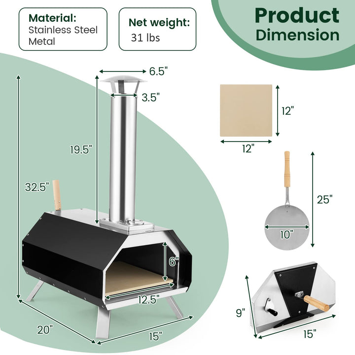 Giantex Outdoor Pizza Oven, Wood Pellet Fired Pizza Grill with 12&