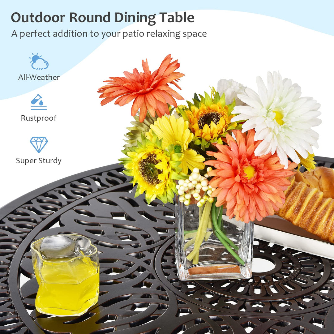 Giantex Bistro Table, Cast Aluminum Round Dining Table
