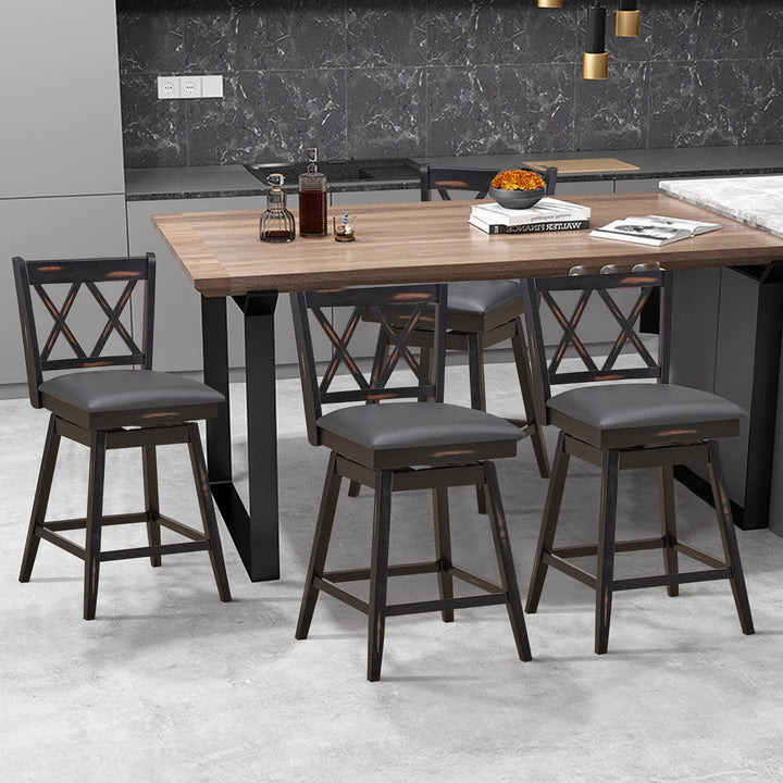 Giantex Bar Stool with Foot Rest Upholstered Cushion &amp; Ergonomic Backrest