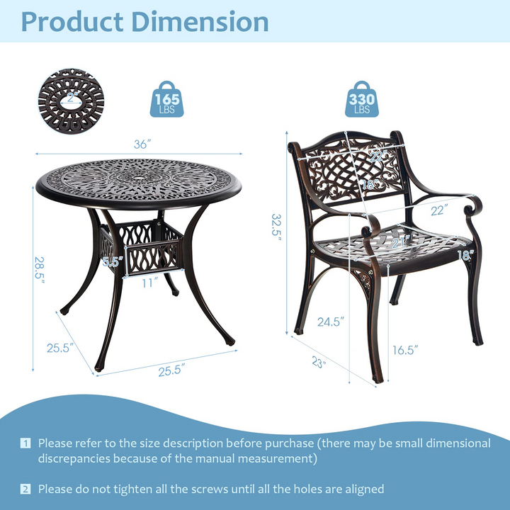 Giantex 5 Piece Cast Aluminum Patio Dining Set