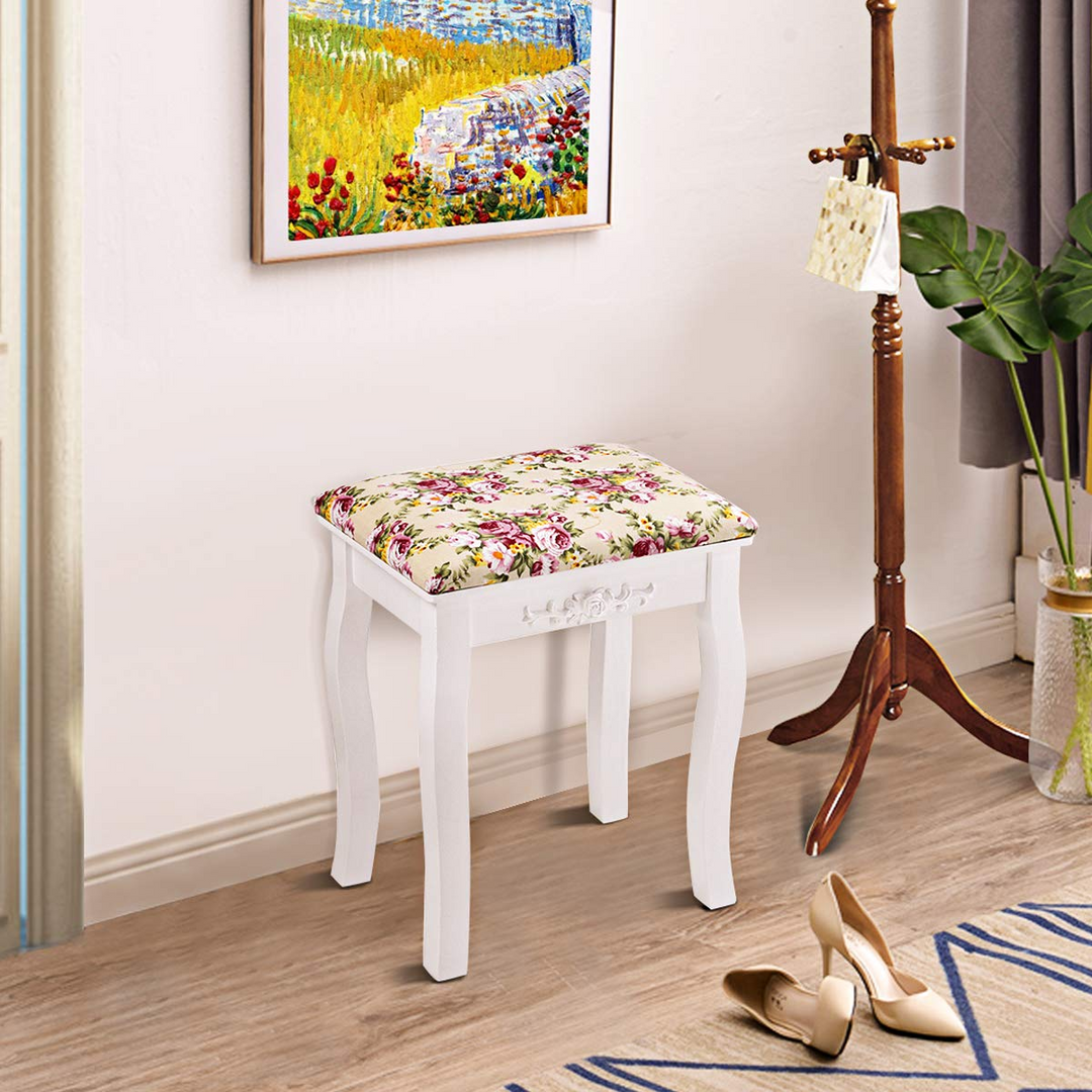 Vanity Stool Wood Dressing Padded Chair