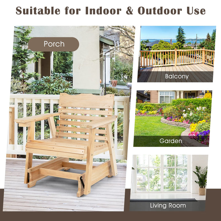 Giantex Outdoor Wood Rocking Chair with High Back and Widened Armrests