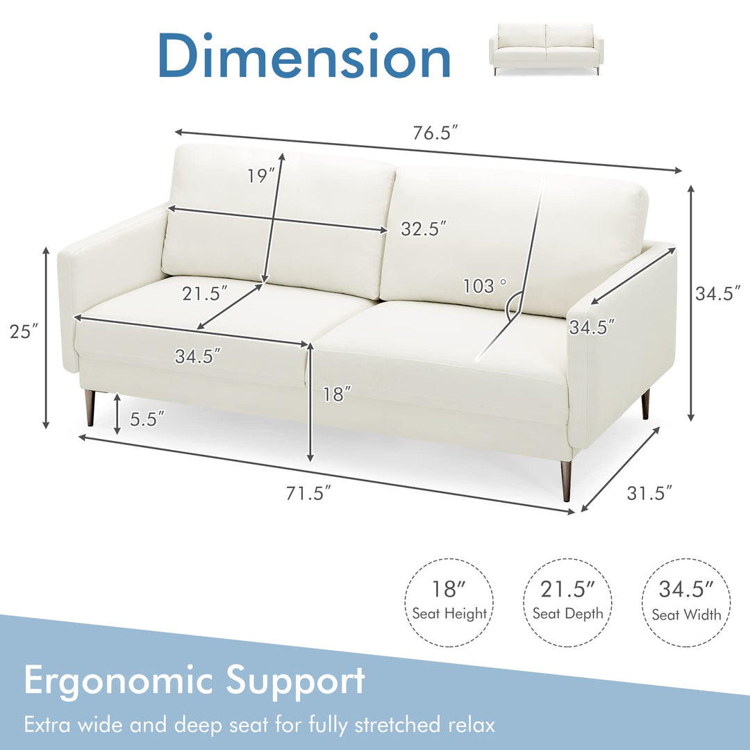 Giantex Sofa Couch, for Bedroom, Reception Rooms, Chair &amp; Loveseat(Grey &amp; White)