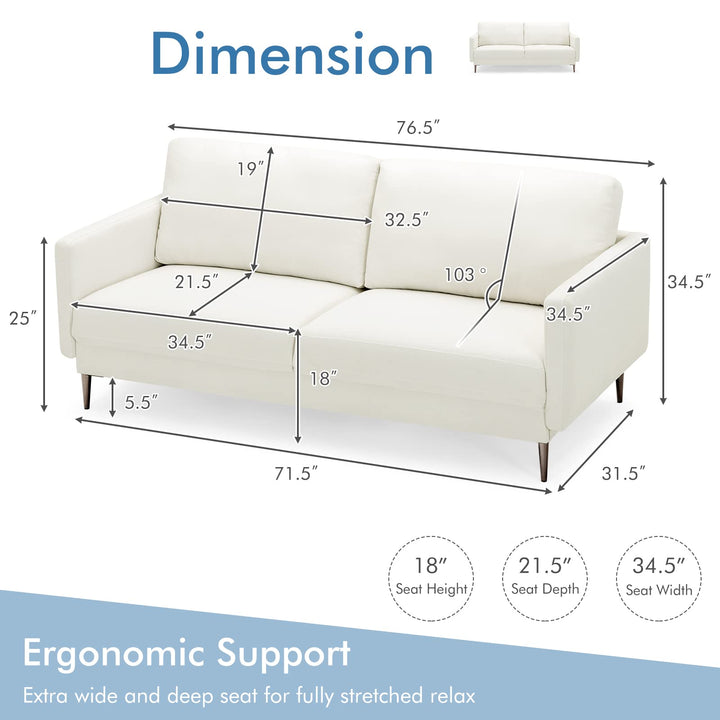 Giantex Sofa Couch, for Bedroom, Reception Rooms, Chair &amp; Loveseat(Grey &amp; White)