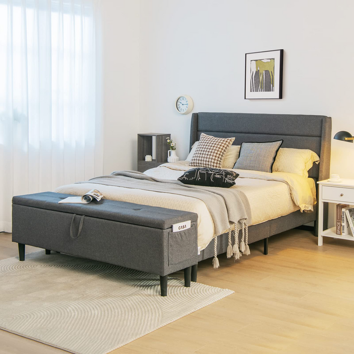 Giantex Queen/Full Size Bed Frame with Storage Ottoman