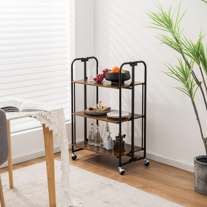 Giantex Foldable Storage Shelves with Wheels
