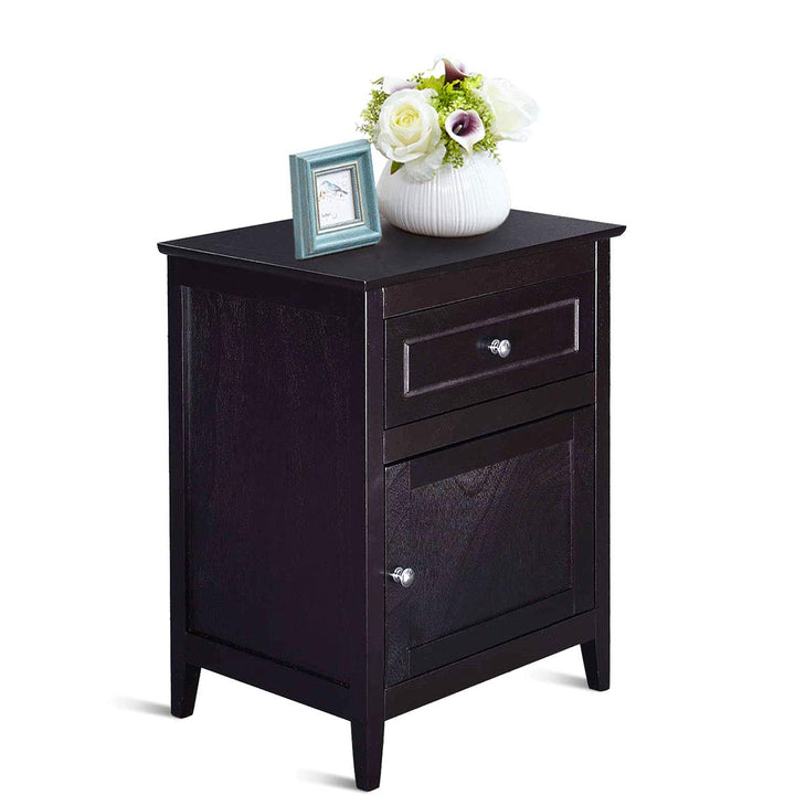 Wooden End Table W/Shelf - Giantex