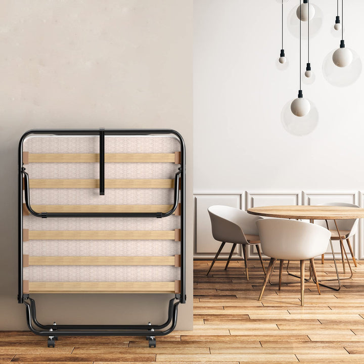 Giantex Folding Bed with Mattress for Adults, 75" x 32" Rollaway Guest Beds w/ 3 Inch Foam Mattress &amp; Sturdy Metal Frame