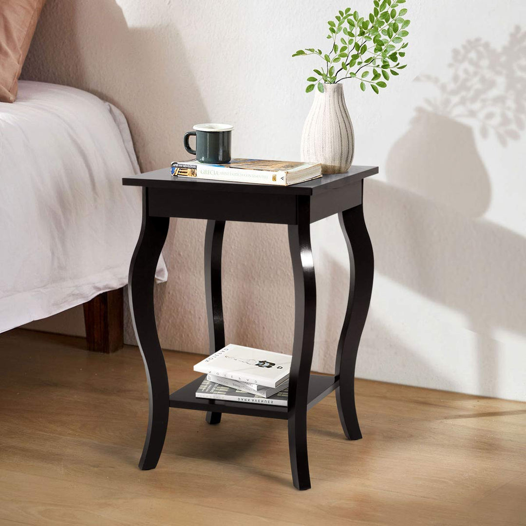 16" End Table W/Storage &amp; Shelf Curved Legs Home Furniture for Living Room