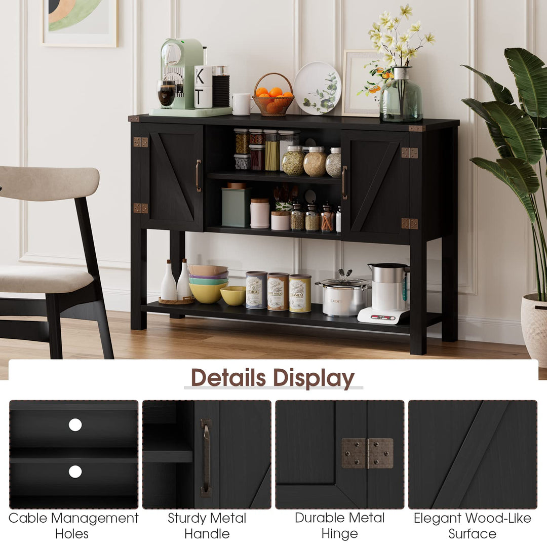 Giantex Buffet Sideboard, Farmhouse Wood Cupboard w/ 2 Storage Cabinets &amp; 2-Tier Open Shelf