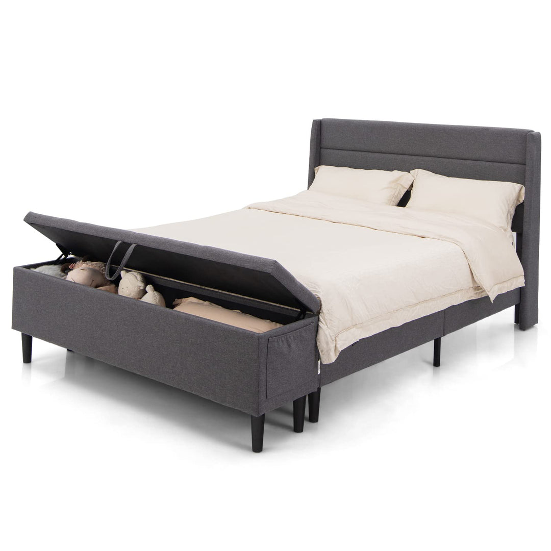 Giantex Queen/Full Size Bed Frame with Storage Ottoman
