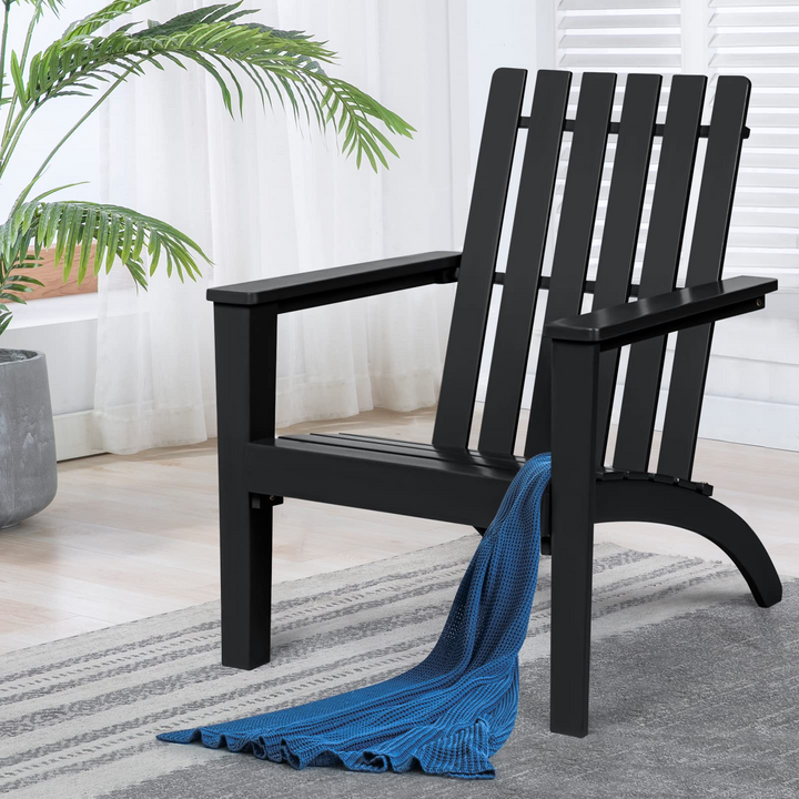 Giantex Wood Adirondack Chair &amp; Side Table Set, Patio Bistro Set with Slatted Design