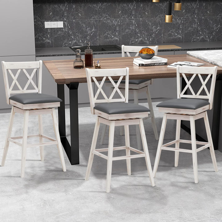 Giantex Bar Stool with Foot Rest Upholstered Cushion &amp; Ergonomic Backrest