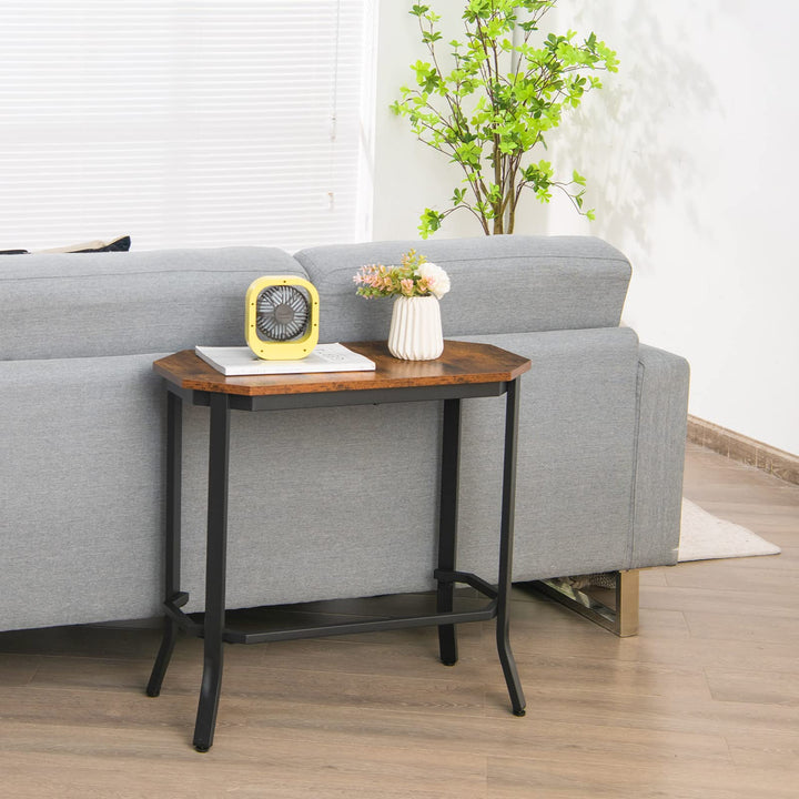Giantex Narrow End Table w/Rustic Wood Grain &amp; Stable Steel Frame, 25.5"x12.5"x24.5" Rustic Brown