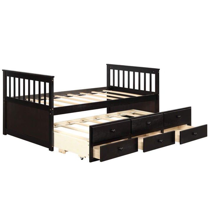 Giantex Twin Captain’s Bed with Trundle and 3 Storage Drawers