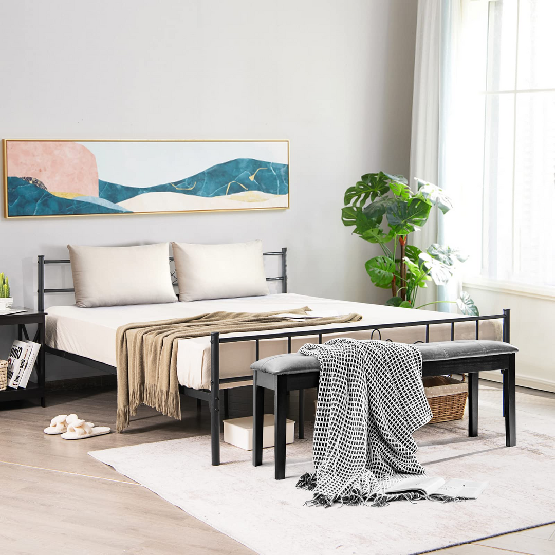 King/Queen/Full/Twin Size Mattress Foundation w/Heavy Duty Steel Slat Support, No Box Spring Needed