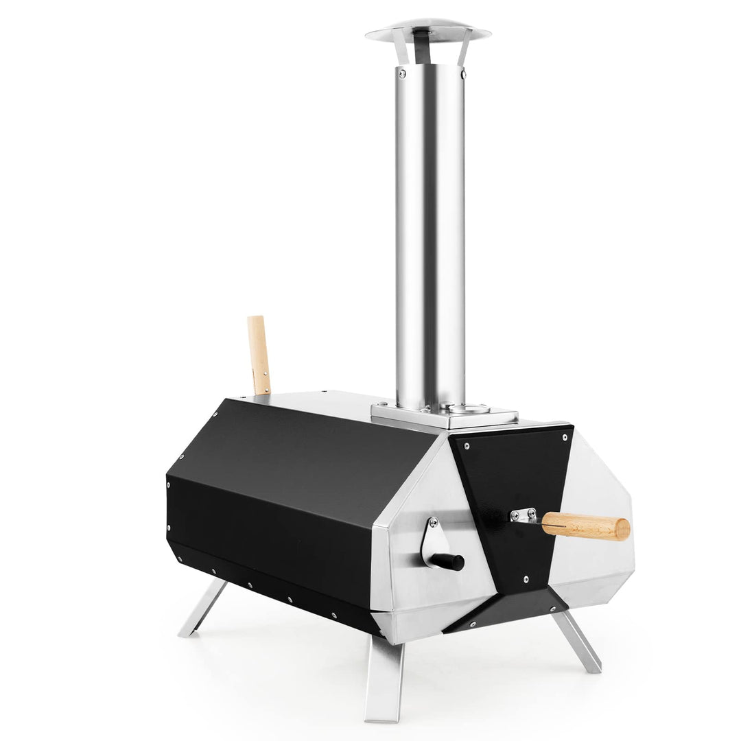 Giantex Outdoor Pizza Oven, Wood Pellet Fired Pizza Grill with 12&