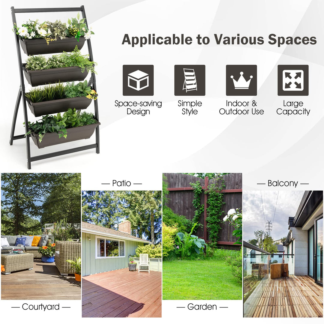 Giantex 2 Pcs 4.1FT Vertical Raised Garden Bed, 4-Tier Elevated Planter Box