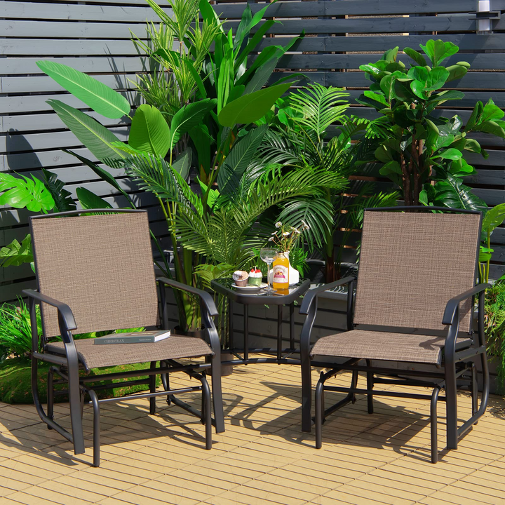 Giantex Outdoor Glider Chairs with Table &amp; Umbrella Hole