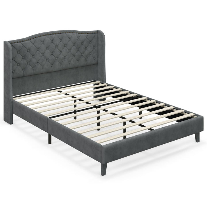 Giantex Queen/Full Size Velvet Upholstered Bed Frame