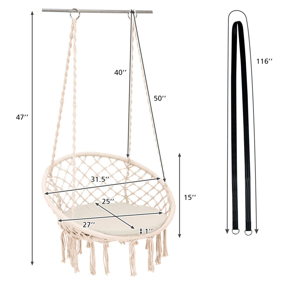 Hammock Chair Macrame Swing - Giantex
