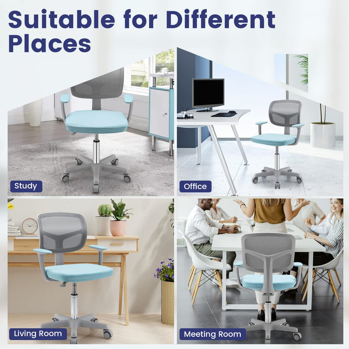 Giantex Ergonomic Home Office Chair, Mesh Low Back Desk Chair, Swivel Computer Chair with Y-Shaped Lumbar Support &amp; Comfy Armrest