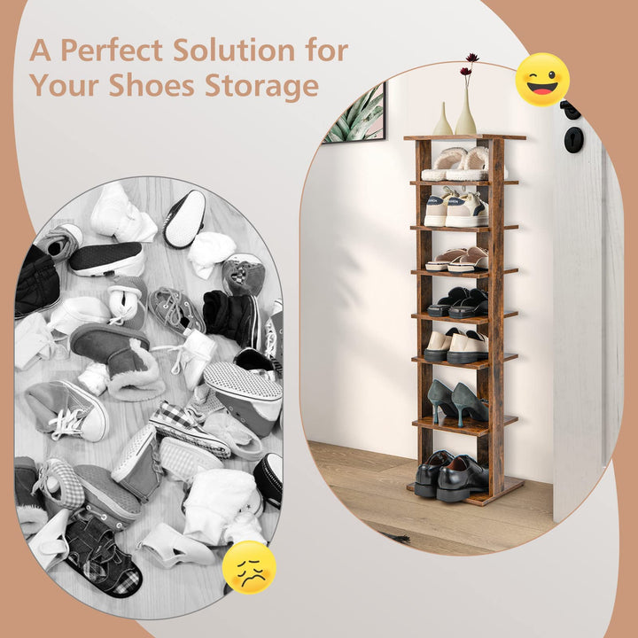 Giantex 8-Tier Vertical Shoe Rack, Corner Shoe Storage Organizer for 7 Pairs, Freestanding Narrow Shoe Rack