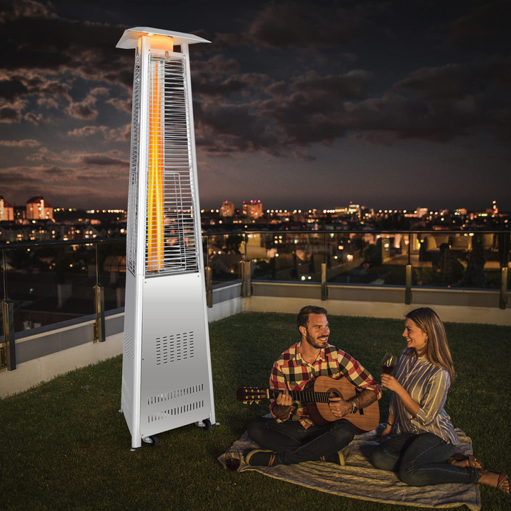 Outdoor Heater with Tip-Over &amp; Flameout Protection for Backyard, Garden (Silver)